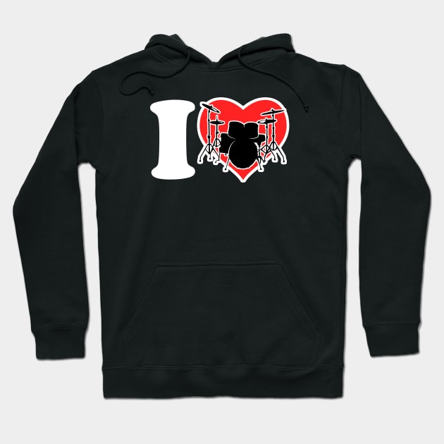 I Love Drums Hoodie by Issho Ni